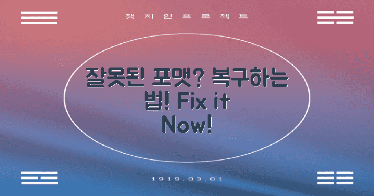 잘못된 포맷 복구 방법